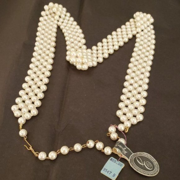 Genuine NWT Vintage 1940's Mid-Century EISENBERG PEARLS 4-Strand Pearl Belt - Picture 5 of 11